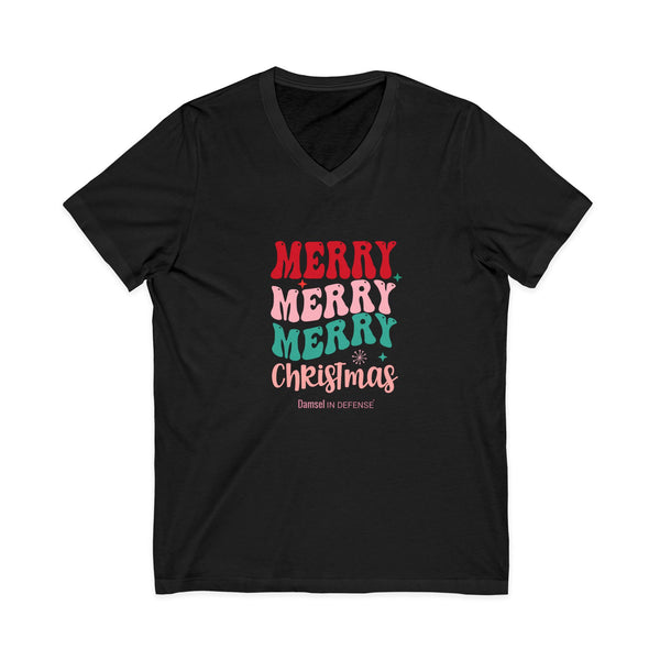 Merry Christmas Unisex Jersey Short Sleeve V-Neck Tee