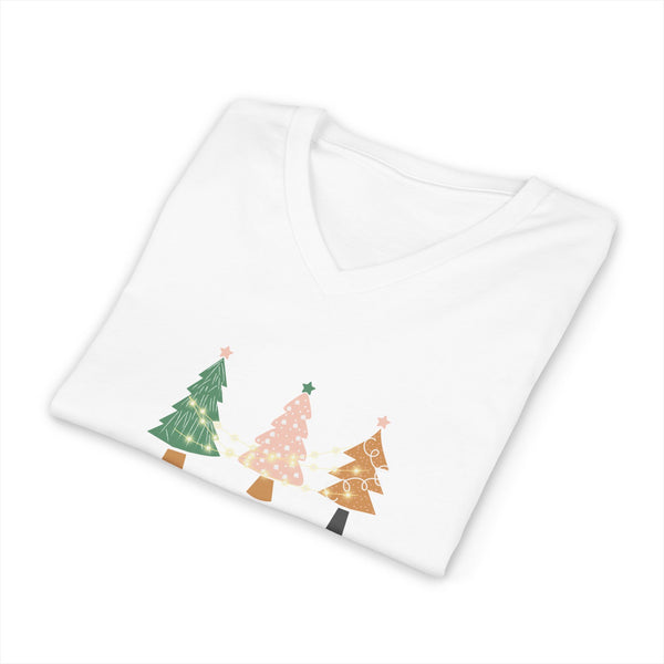 Holly Jolly Vibes Unisex Jersey Short Sleeve V-Neck Tee