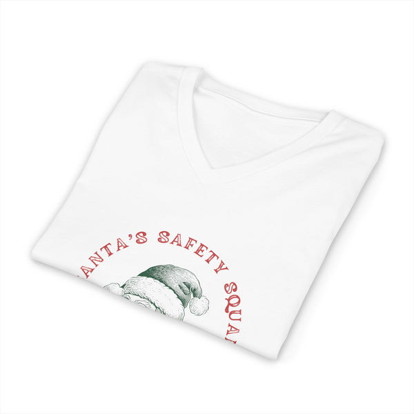 Santa's Safety Squad (green) Unisex Jersey Short Sleeve V-Neck Tee