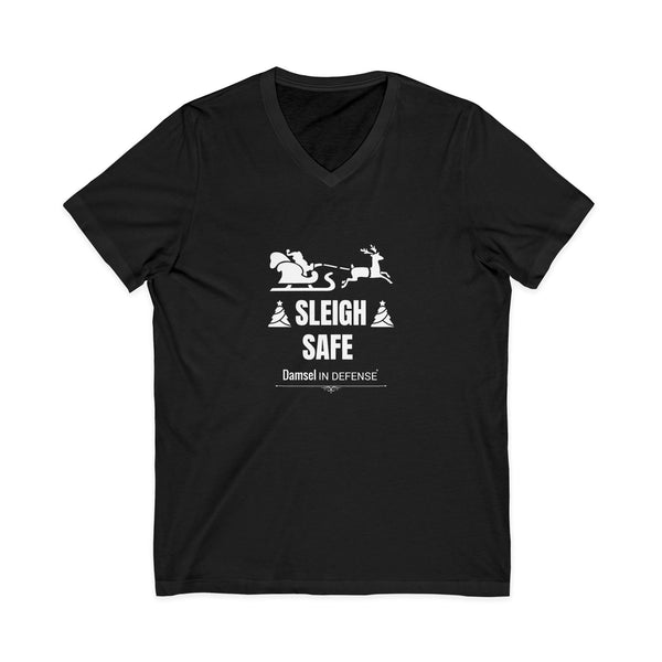 Sleigh Safe (white) Unisex Jersey Short Sleeve V-Neck Tee