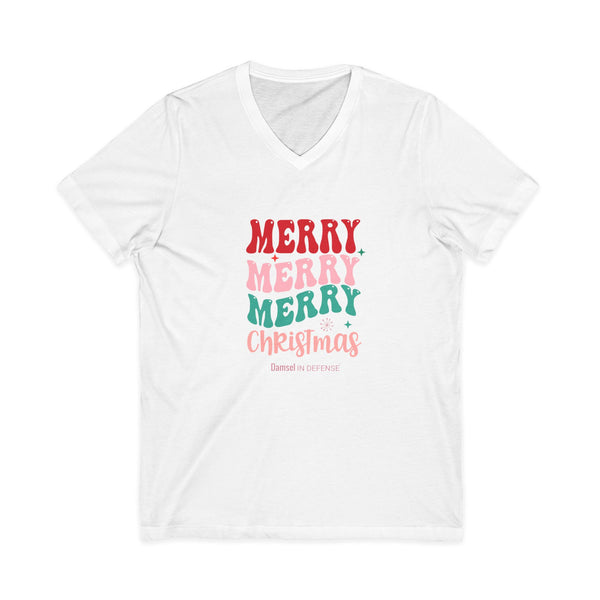 Merry Christmas Unisex Jersey Short Sleeve V-Neck Tee