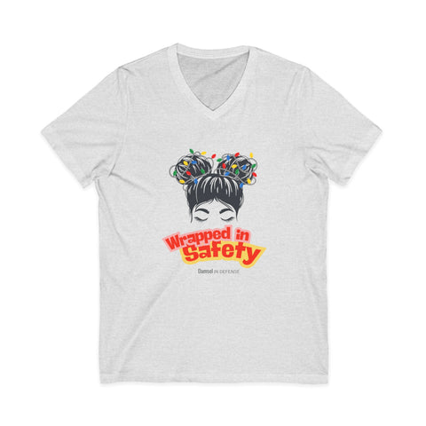 Wrapped in Safety Unisex Jersey Short Sleeve V-Neck Tee