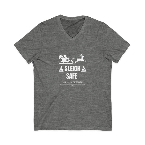 Sleigh Safe (white) Unisex Jersey Short Sleeve V-Neck Tee