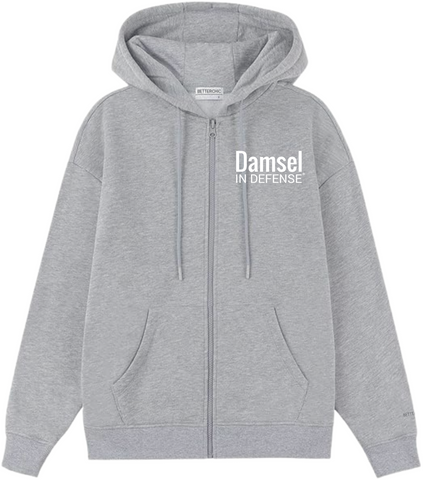 Damsel in Defense Grey Zip Up