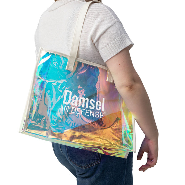 Damsel Logo Beach Holographic Tote Bag