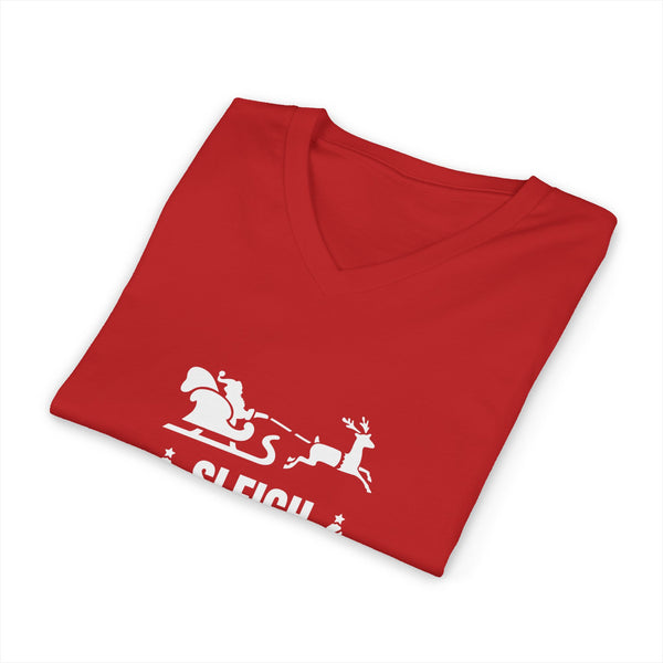 Sleigh Safe (white) Unisex Jersey Short Sleeve V-Neck Tee