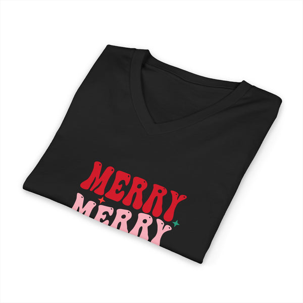 Merry Christmas Unisex Jersey Short Sleeve V-Neck Tee