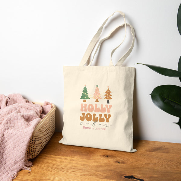 Holly Jolly Vibes Canvas Tote Bag