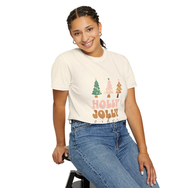 Holly Jolly Vibes Unisex Garment-Dyed T-shirt