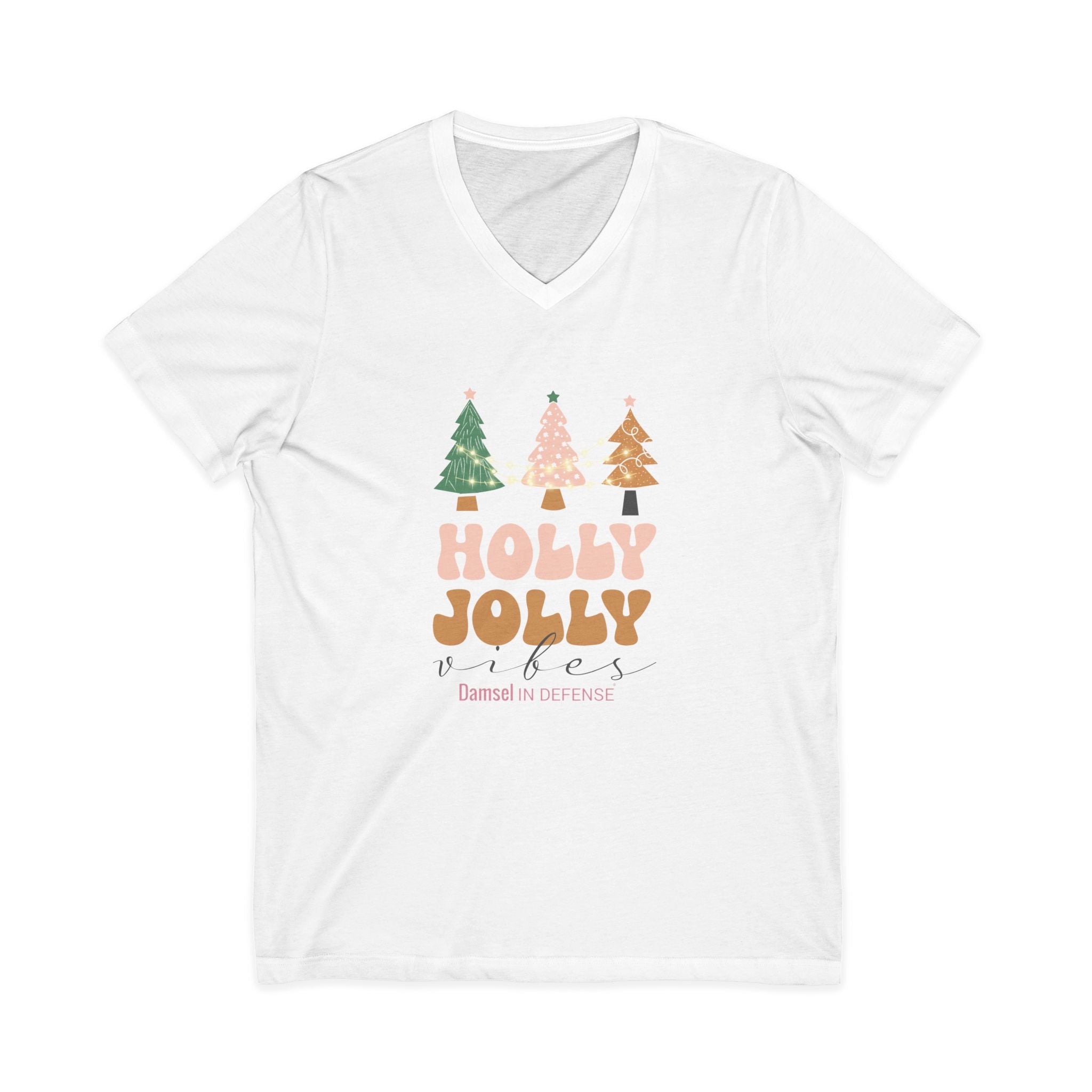 Holly Jolly Vibes Unisex Jersey Short Sleeve V-Neck Tee