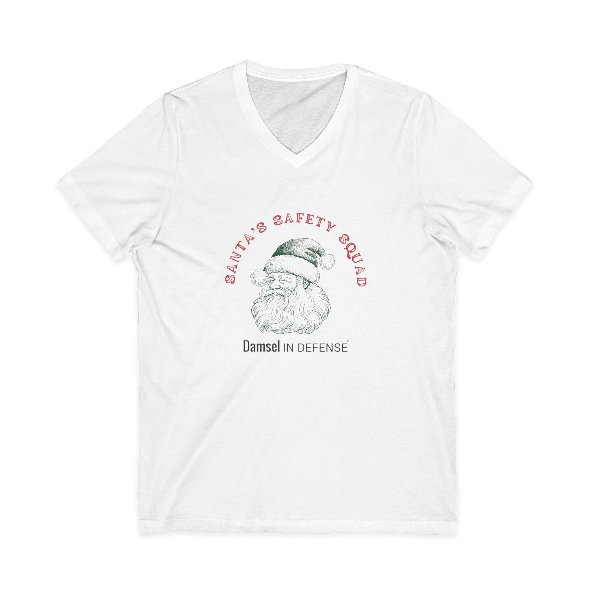 Santa's Safety Squad (green) Unisex Jersey Short Sleeve V-Neck Tee